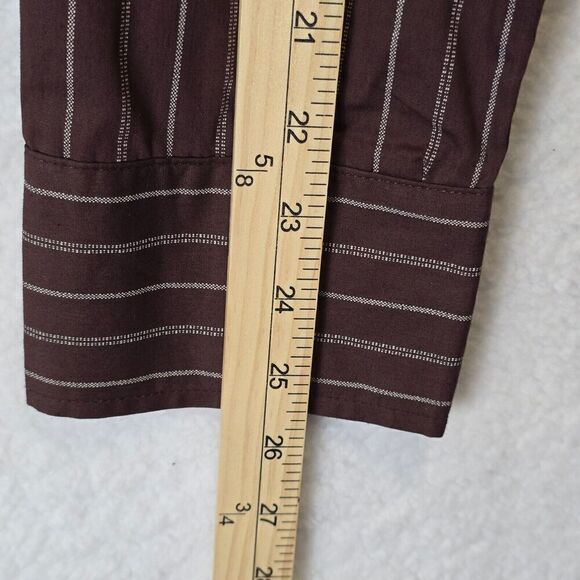 Mens Dress Casual Button Down Shirt Sz 2XL Brown White Striped Preppy Academia - Picture 6 of 7